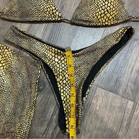 Swimwear Crocodile Print Set 3 Piece Bikini Bathing Suit With Cover Up Skirt M - Picture 14 of 16